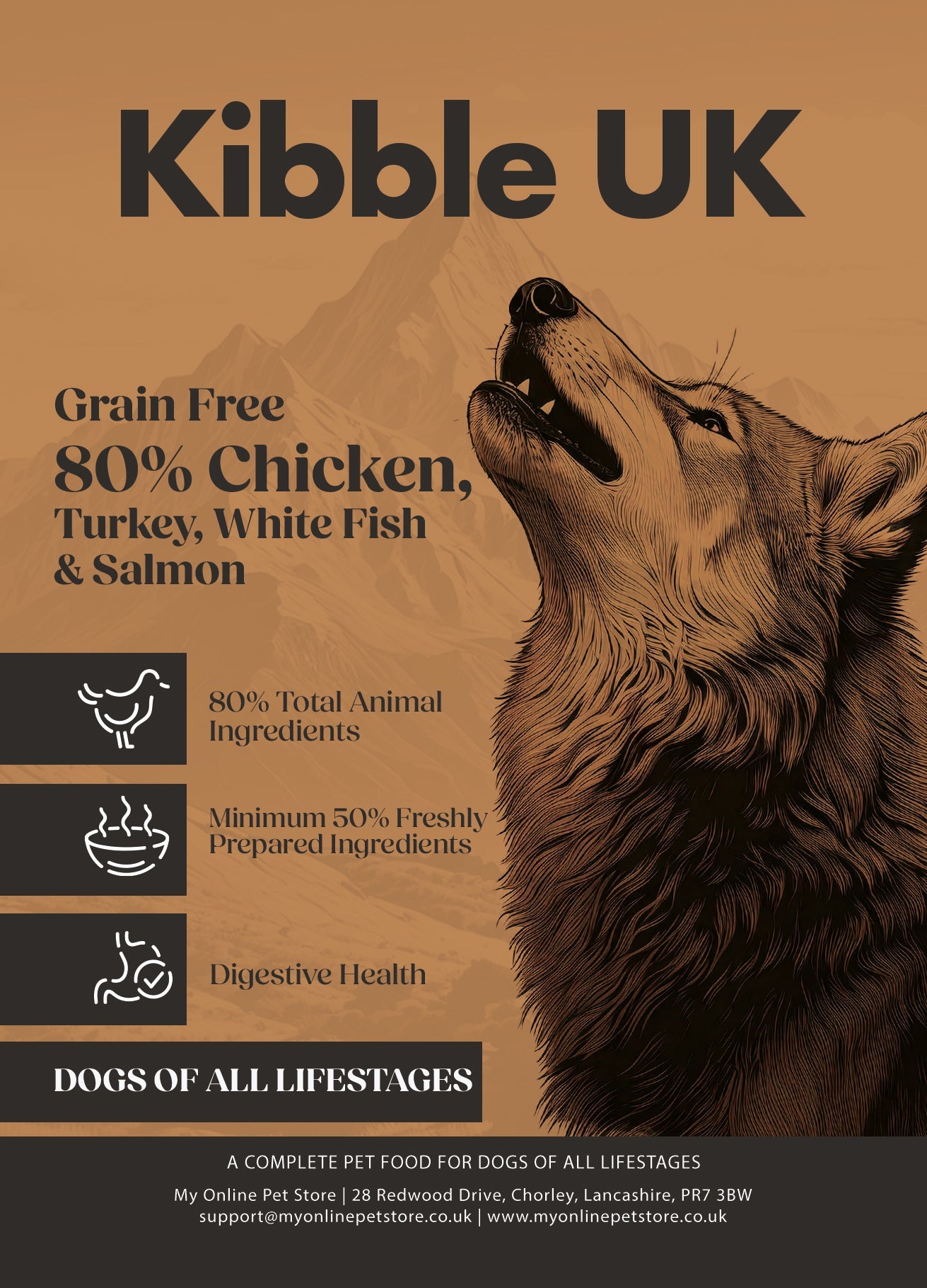 Wilderness 80 Grain Free Dog Food (All Lifestages) - Chicken, Turkey, White Fish & Salmon