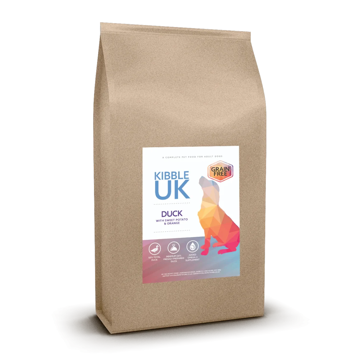 Grain Free Adult Dog Food - Duck with Sweet Potato & Orange - Kibble UK - My Online Pet Store