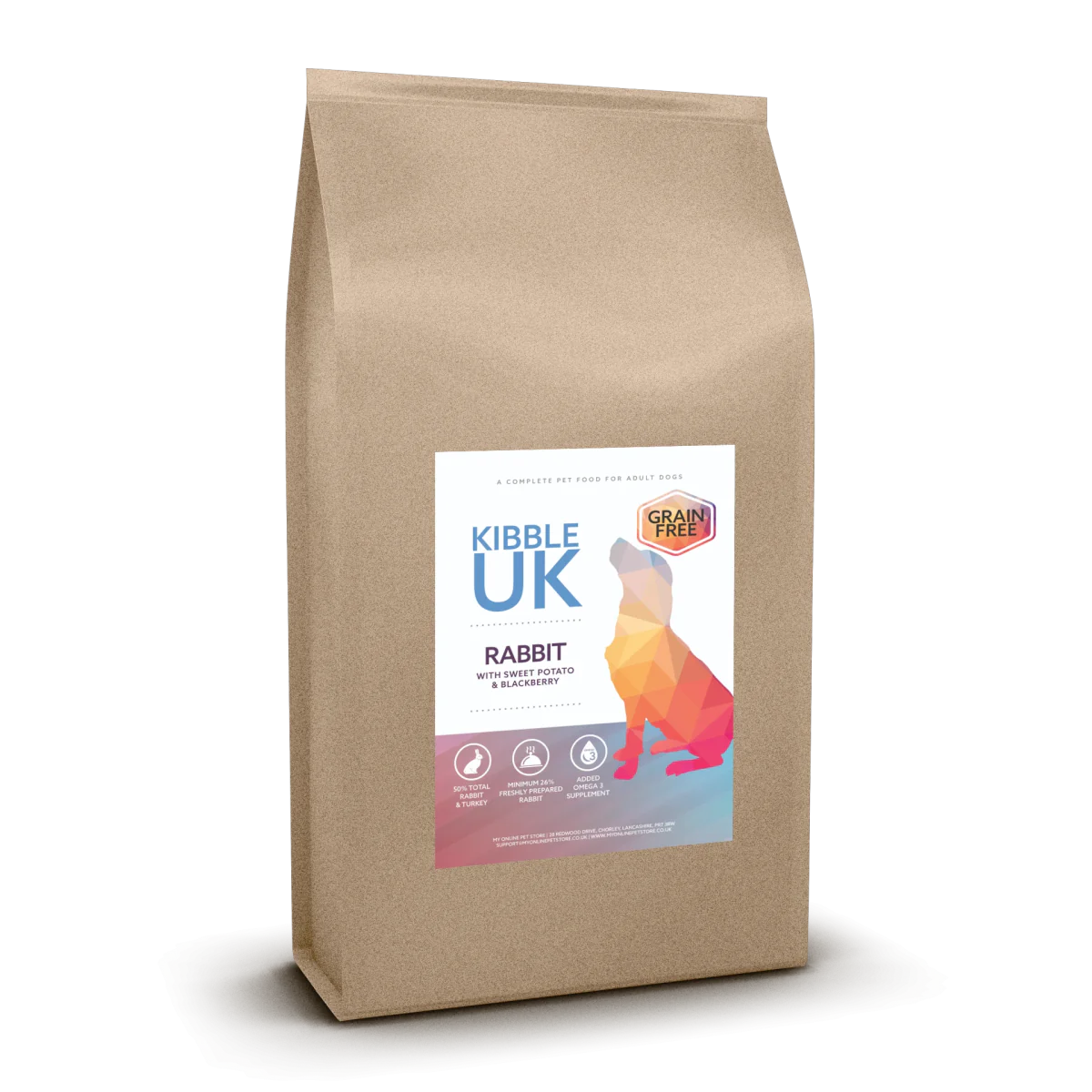 Grain Free Adult Dog Food - Rabbit with Sweet Potato & Blackberry - Kibble UK - My Online Pet Store