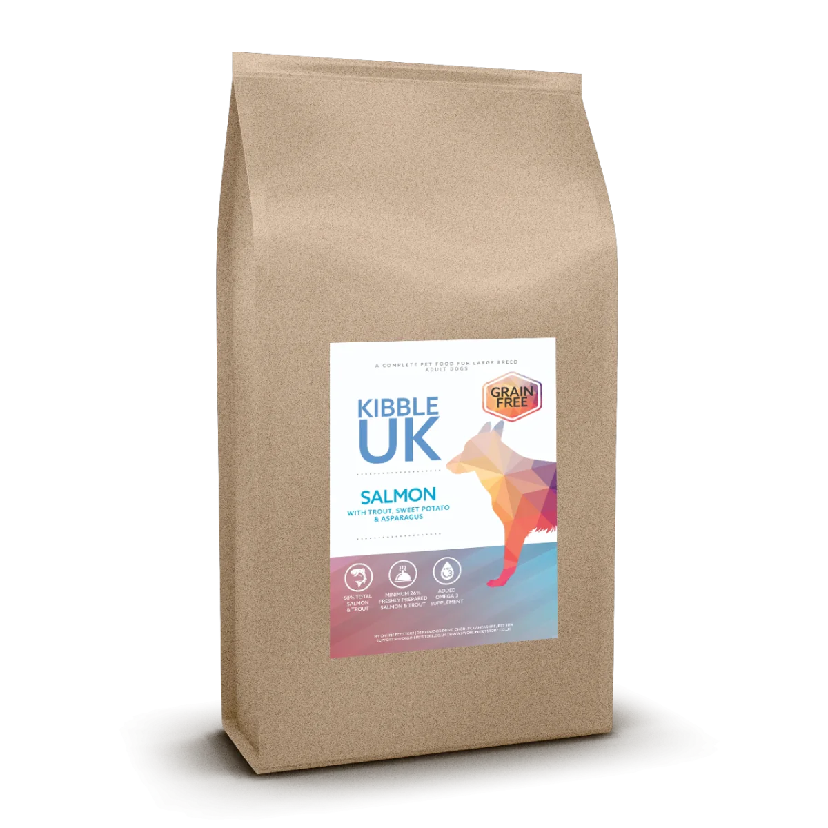 Grain Free Large Breed Dog Food- Salmon with Trout, Sweet Potato & Asparagus - Kibble UK - My Online Pet Store