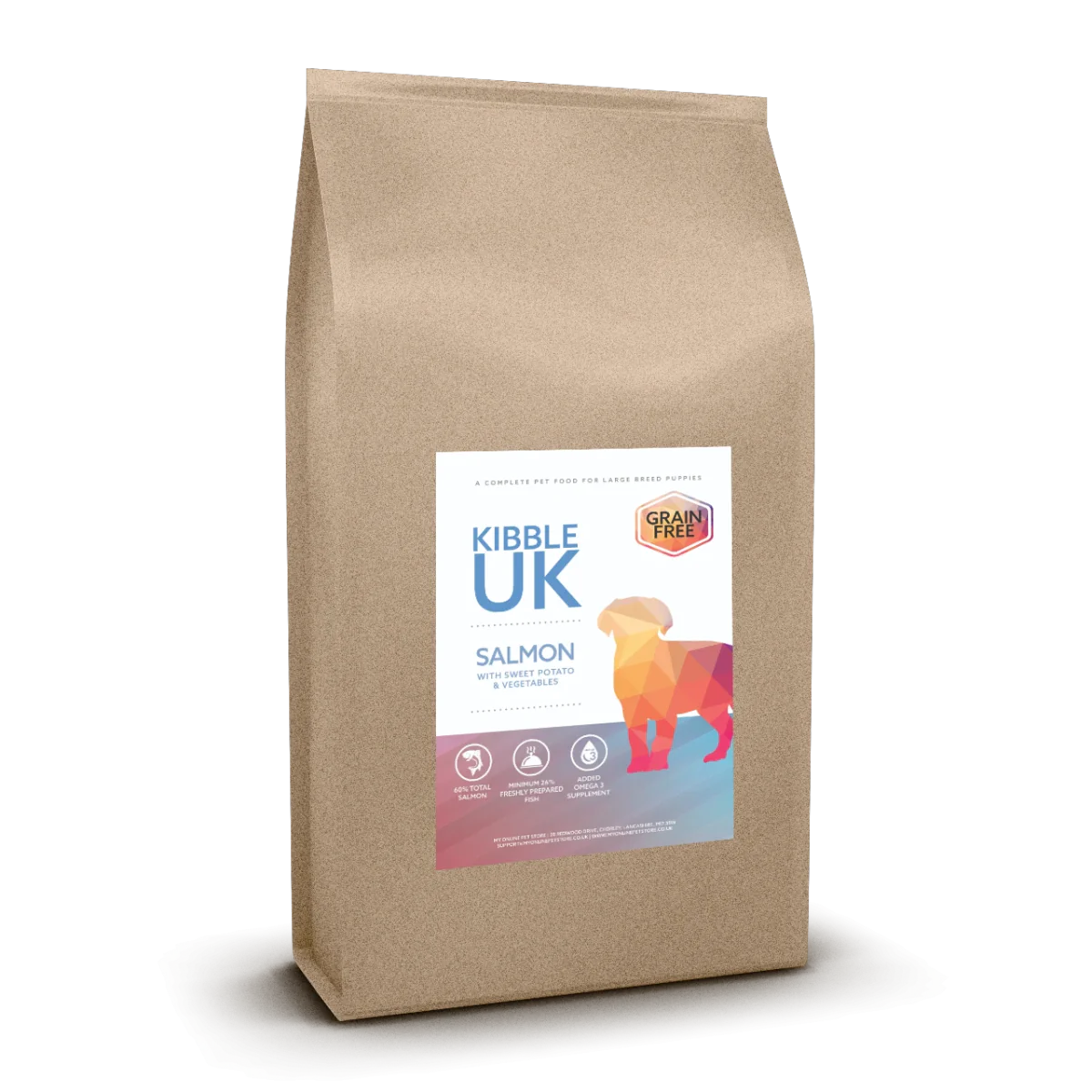 Grain Free Large Breed Puppy Food - Salmon with Sweet Potato & Vegetables - Kibble UK - My Online Pet Store