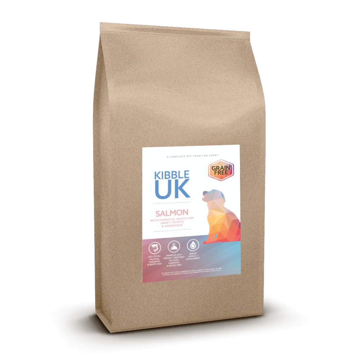 Grain Free Puppy Food - Salmon with Haddock, Blue Whiting, Sweet Potato & Asparagus - Kibble UK - My Online Pet Store