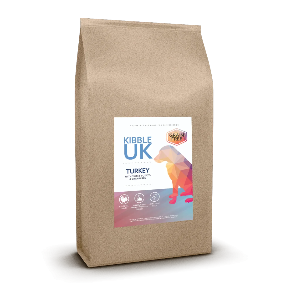 Grain Free Senior Dog Dog Food - Turkey with Sweet Potato & Cranberry - Kibble UK - My Online Pet Store