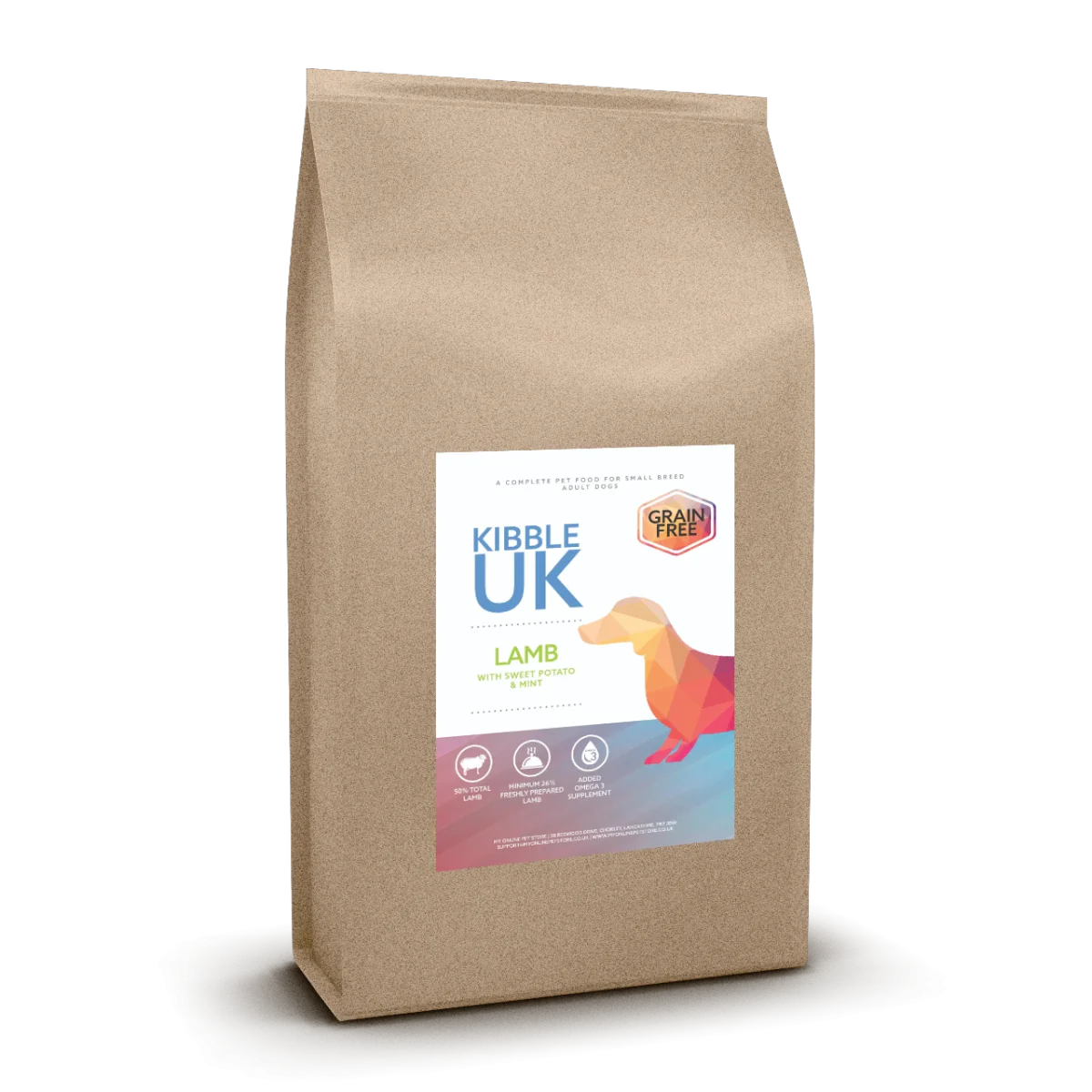 Grain Free Small Breed Dog Food - Lamb with Sweet Potato & Mint - Kibble UK - My Online Pet Store