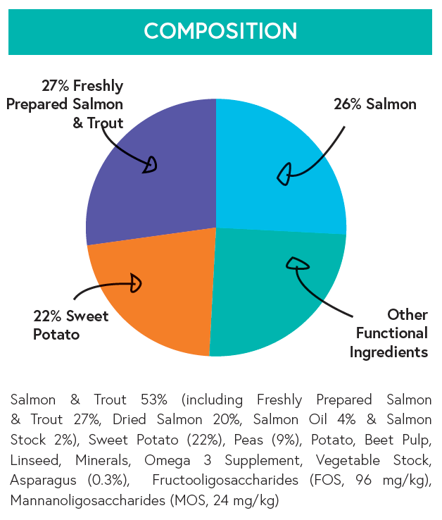 Grain Free Small Breed Dog Food - Salmon with Trout, Sweet Potato & Asparagus - Kibble UK - My Online Pet Store