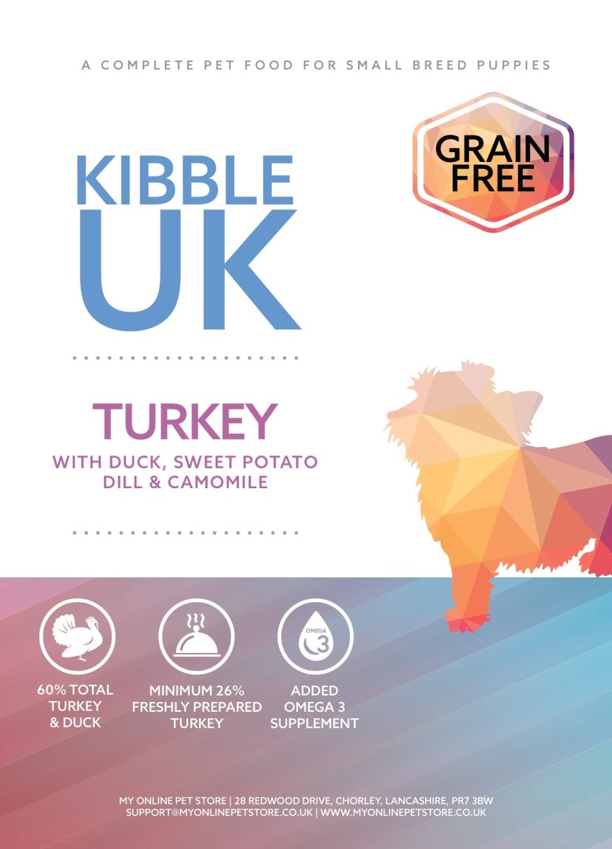 Grain Free Small Breed Puppy Food - Turkey with Duck, Sweet Potato, Dill & Camomile - Kibble UK - My Online Pet Store