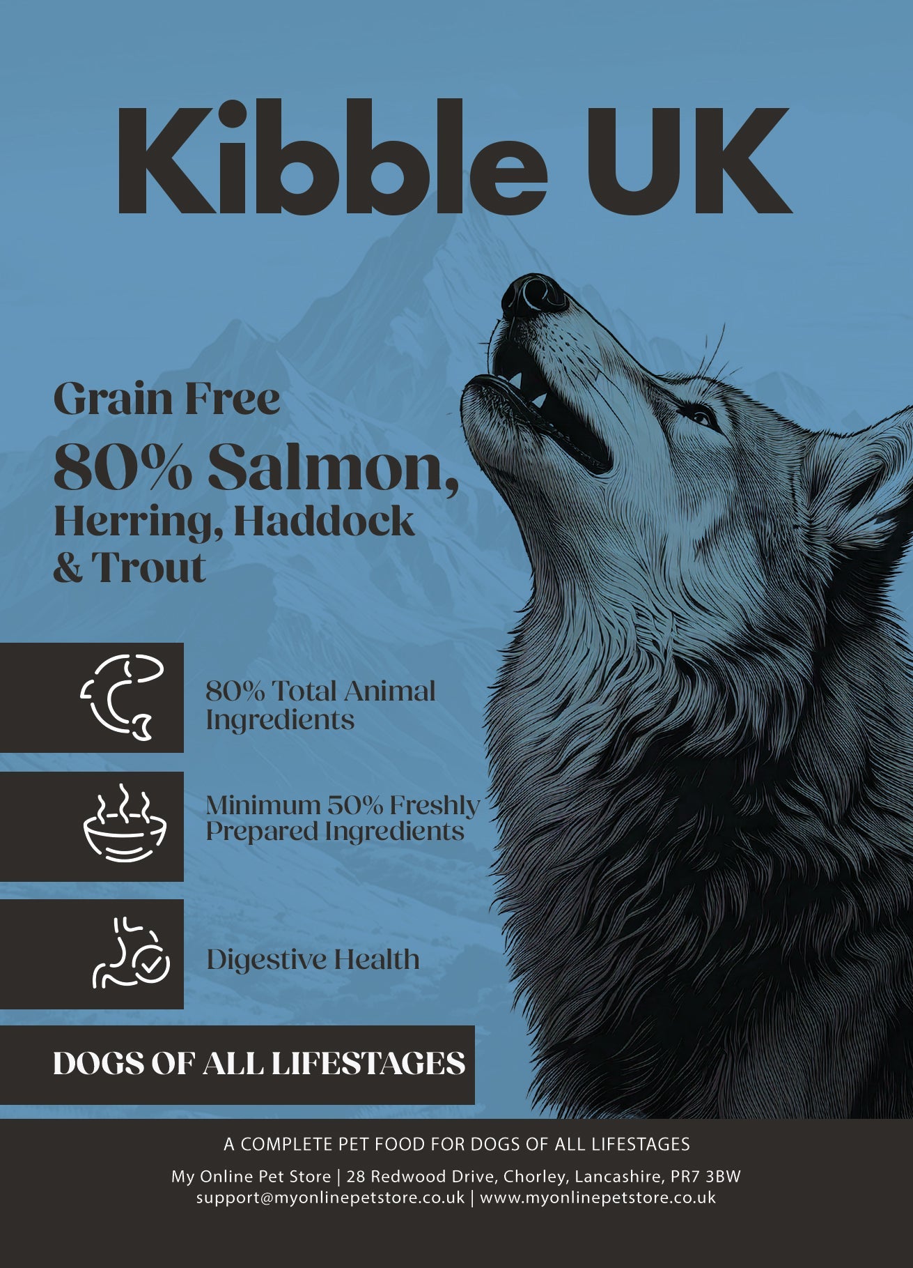 Wilderness 80 Grain Free Dog Food (All Lifestages) - Salmon, Herring, Haddock & Trout