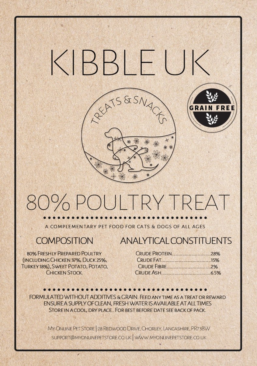 80% Poultry Treat (100g) - Kibble UK - My Online Pet Store