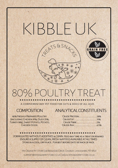 80% Poultry Treat (100g) - Kibble UK - My Online Pet Store