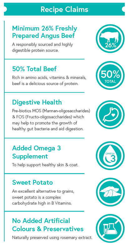 Grain Free Adult Dog Food - Angus Beef With Sweet Potato & Carrot - Kibble UK - My Online Pet Store