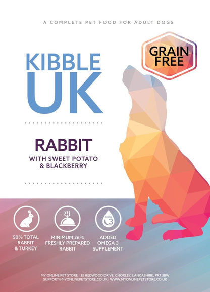 Grain Free Adult Dog Food - Rabbit with Sweet Potato & Blackberry - Kibble UK - My Online Pet Store