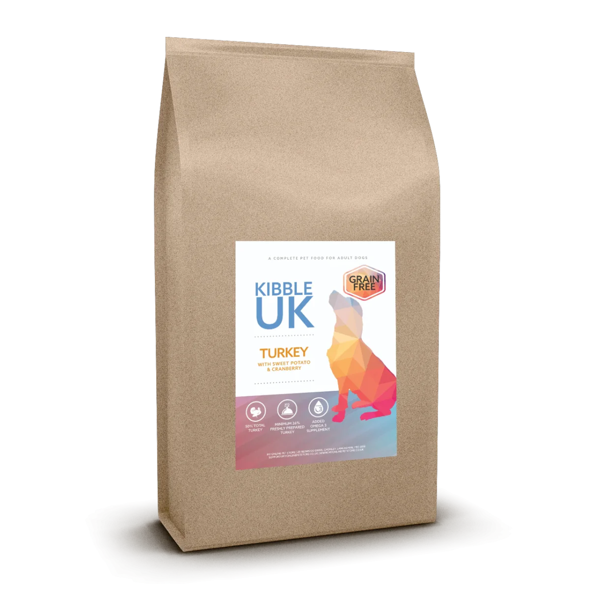 Grain Free Adult Dog Food - Turkey with Sweet Potato & Cranberry - Kibble UK - My Online Pet Store