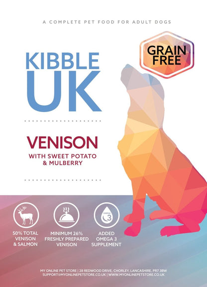 Grain Free Adult Dog Food - Venison with Sweet Potato & Mulberry - Kibble UK - My Online Pet Store