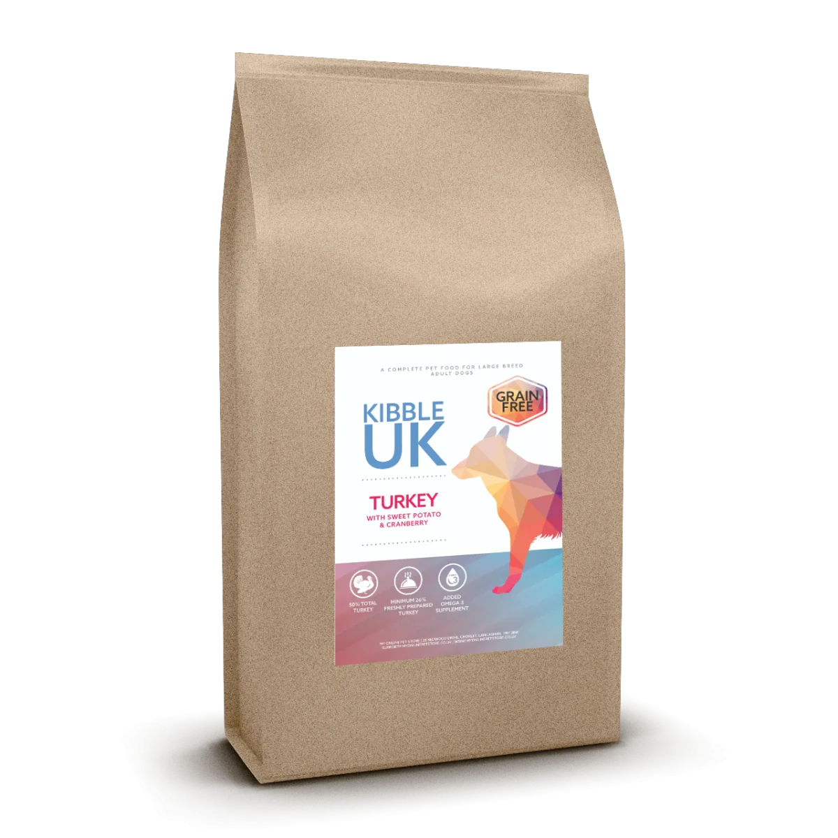 Grain Free Large Breed Dog Food - Turkey with Sweet Potato & Cranberry - Kibble UK - My Online Pet Store