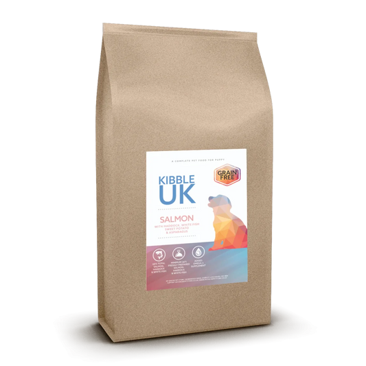 Grain Free Puppy Food - Salmon with Haddock, Blue Whiting, Sweet Potato & Asparagus - Kibble UK - My Online Pet Store