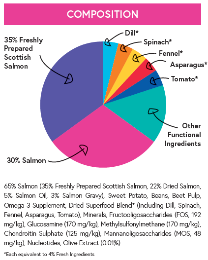 Superfood 65 ® Puppy Food - Scottish Salmon with Dill, Spinach, Fennel, Asparagus & Tomato - Kibble UK - My Online Pet Store